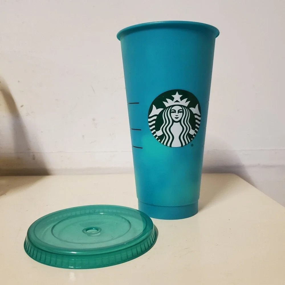 Starbucks Reusable Cold‎ Cup Color change 710ml 24Oz  Teal